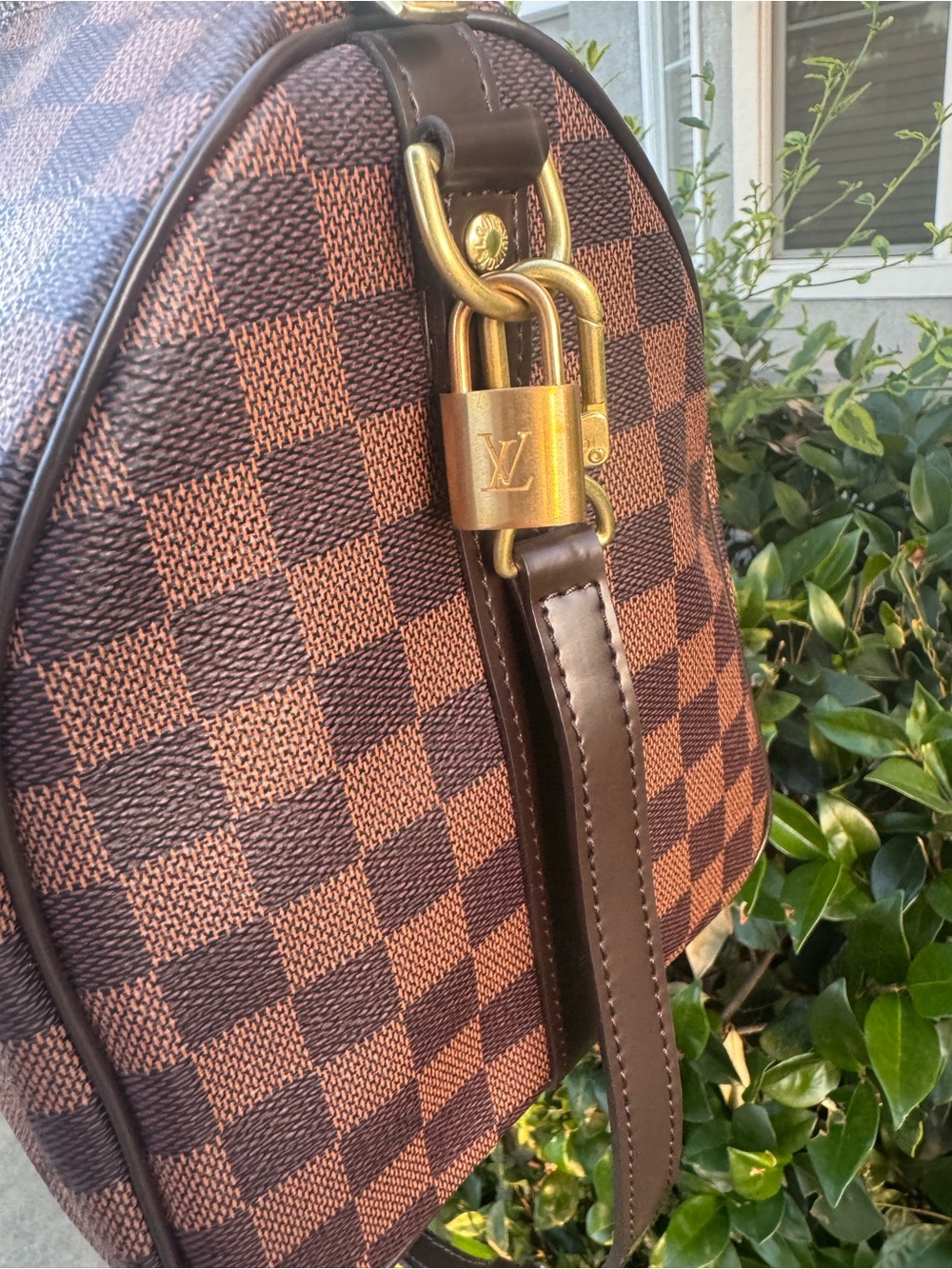 Inspired Brown Checkered Satchel Handbag (Size 30) - Picture 5 of 11